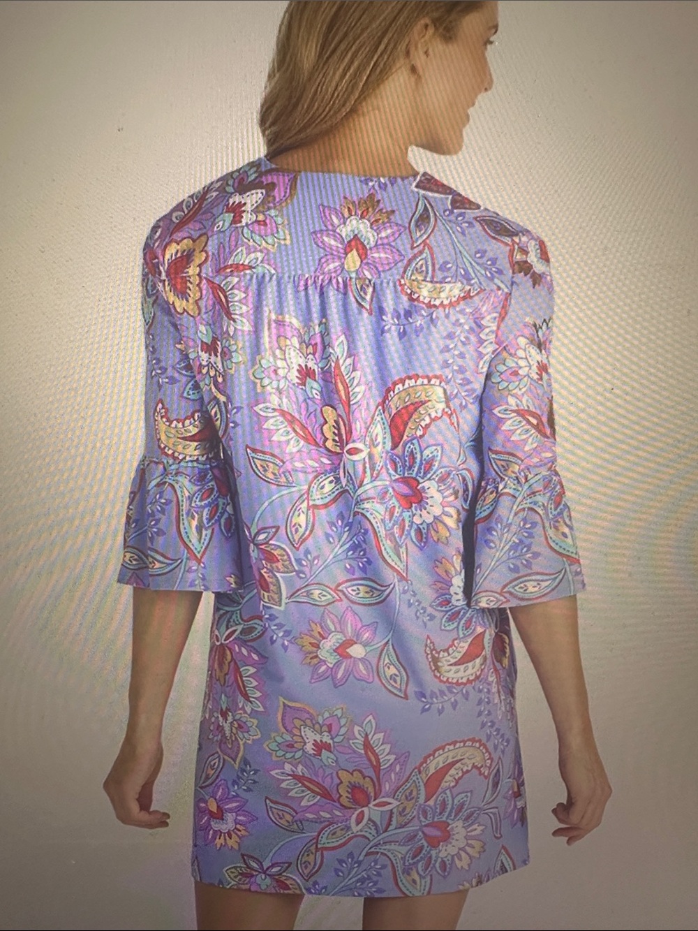 Jude Connally Lavender Paisley Floral Gilded Dress, New, Size extra small - Picture 4 of 14